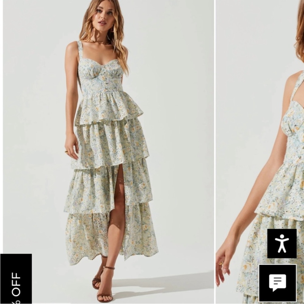 Midsummer Dress in Light Mint Multi Floral ASTR Midi